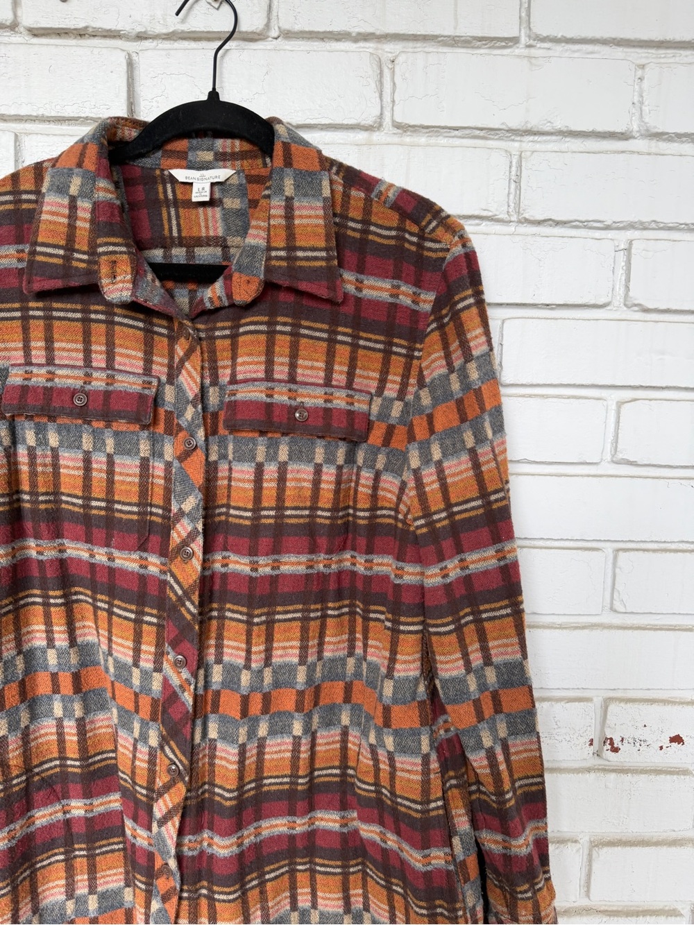 LL Bean Signature Plaid Chamois Cloth Shirt Jacket, Size L